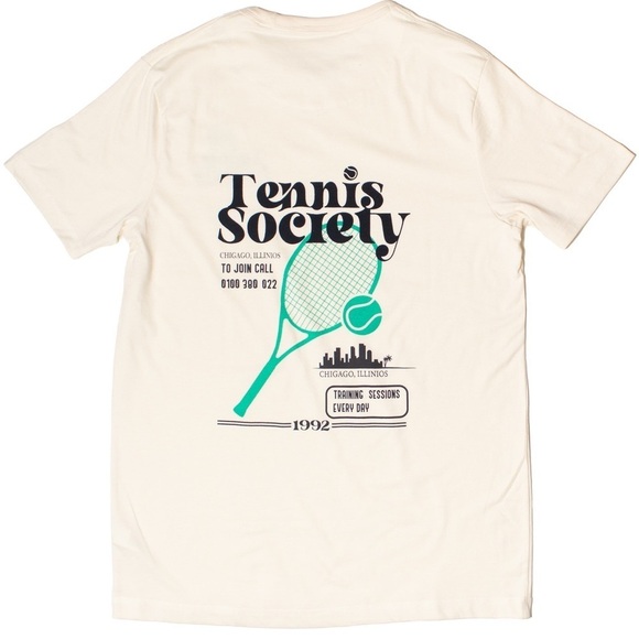 Tennis Society Denim & Flower Graphic Tee Medium - Picture 3 of 9